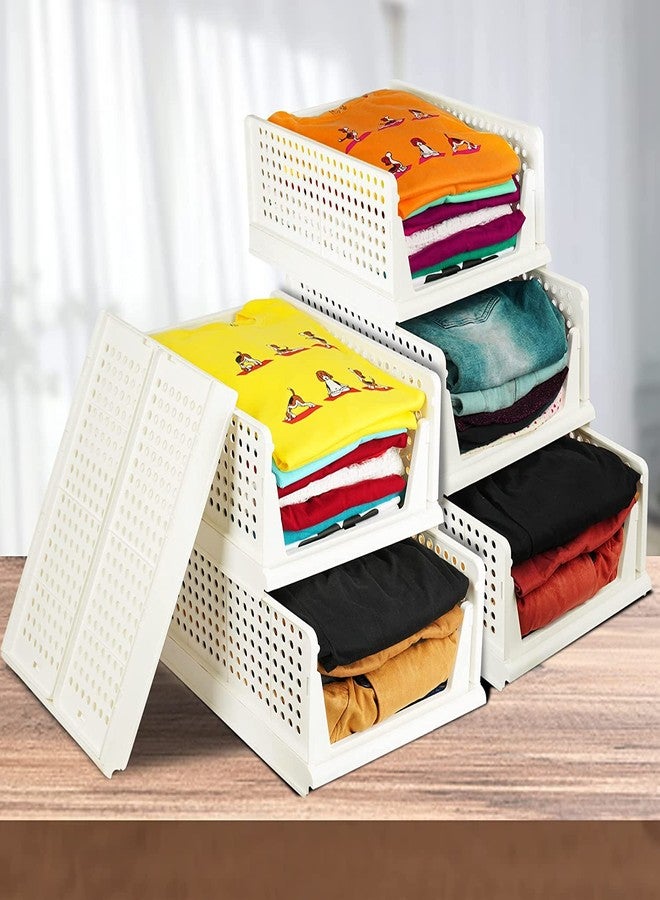 SpaceOrganizer منظم أدراج خزانة قابل للطي والتكديس من SpaceOrganizer (3 قطع - كبير، أبيض) - Image 5
